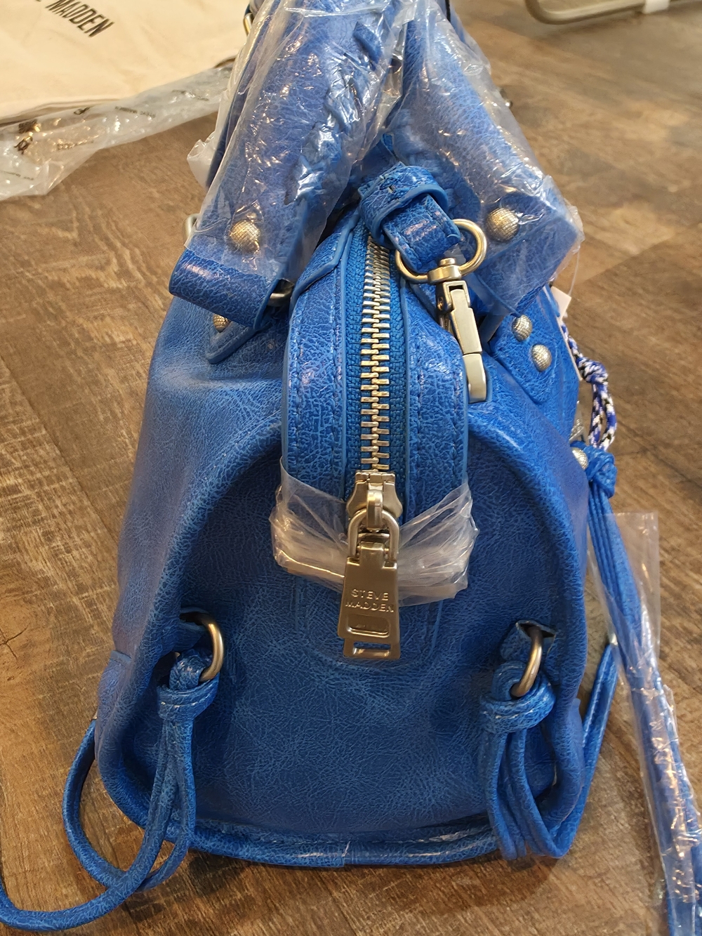 Steve Madden Blue Leather Satchel Bag - Picture 5 of 12